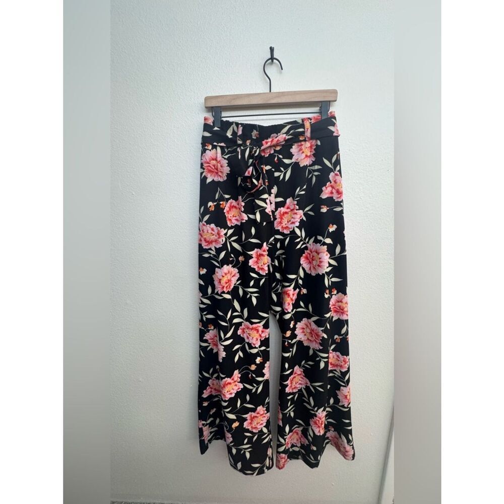 torrid Black Wide-Leg Floral Tie-Waist Pants - Size 3